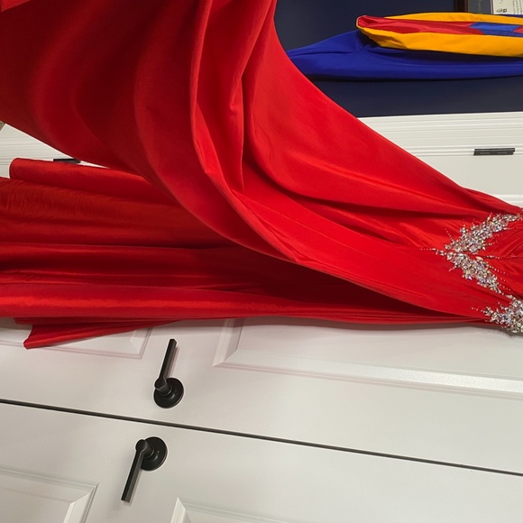 Red Tony Bowls Pageant Prom Gown - Picture 12 of 14